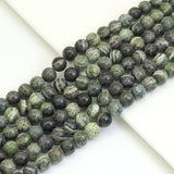 Genuine Green Zebra Jasper Round Smooth Beads, Sku#U1874
