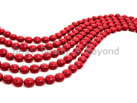 Red Natural Mother of Pearl beads,12x8mm Pearl Coin beads, Loose Coin Smooth Pearl Shell Beads, 16inch strand, SKU#T84