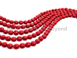 Red Natural Mother of Pearl beads,12x8mm Pearl Coin beads, Loose Coin Smooth Pearl Shell Beads, 16inch strand, SKU#T84