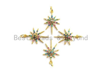 CZ Colorful Micro Pave North Star Pendant, Star Shaped Pave Pendant, Gold plated, 13x20mm, Sku#F739