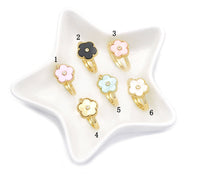 Mother-of-pearl Flower Adjustable Ring, Sku#FH212