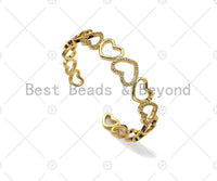 CZ Micro Pave Gold Heart Link Bracelet SKU#LD85