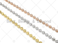 Shinny 18K Gold Silver 4mm Solid Faceted Ball beads chain by Yard, Faceted Ball beads chain, wholesale chain, sku#LD68