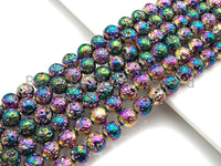 NEW COLOR!!! RAINBOW Plated Lava Round Beads, 8mm/10mm/12mm Rainbow Gemstone Beads, Wholesale Gemstone Beads, 15.5" Full Strand, sku#U873