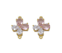 Clear Pink Drop Shape CZ Flower Connector Charm, Sku#LD332