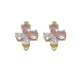 Clear Pink Drop Shape CZ Flower Connector Charm, Sku#LD332