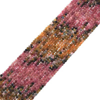 Genuine Mixed Color Tourmaline Round Faceted Beads, 4mm, Sku#U1507