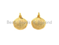 Sea Shell Shaped Pendant/Charm, Gold Scallop Shell Pendant, Beach Jewelry, Shell Jewelry, 15mm,sku#Z696