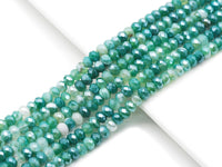 Mystic Natural Green Banded Agate Rondelle Faceted Beads, Sku#UA250