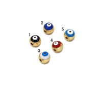 Gold Enamel Evil Eye Round Ball Spacer Beads, Sku#LD318