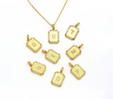 Gold Filled Tile Initial Letter Necklace, Peronalized Necklace, Sku#CL25