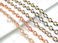 High Quality Colorful Enamel Oval Link Chain by Yard, Gold Enamel Chunky Oval Link Chain, Enamel Statment Chain, 7x11mm, sku#M332