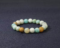 Round Faceted Amazonite Stretchy Bracelet, Sku#EF113