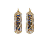 Gold Cobalt CZ Long Oval Bar Charm, Sku#LK699