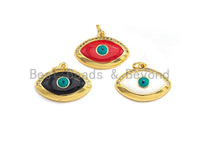 Enamel Evil Eye Charm, Red Black White eye pendant, Enamel eye charm, Protection eye charm, 21x16mm,sku#Z411