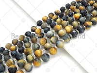 New Cut!!! Natural High Quality Round Latern Cut Golden Blue Tiger Eye Beads, 8mm/10mm GenuineTiger Eye Beads, 15.5'' Full Strand, Sku#U1120