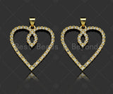 Gold Filled CZ Micro Pave Heart Shape Pendant, 18K Gold Filled Charm, Necklace Bracelet Charm Pendant,26x28mm,Sku#LD94