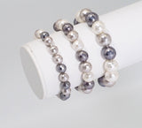 Natural Faceted White Gray MOP Stretchy Bracelet, 8mm/10mm/12mm, Sku#EF276