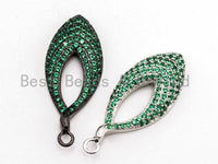 Green CZ Micro Pave Teardrop Go-Go Pendant, Cubic Zirconia Oval Leaf Pendant for Necklace Bracelet Earrings Making, 13x31mm,sku#Y48