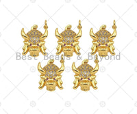 Gold Filled CZ Micro Pave Cow Head Shape Pendant, 18K Gold Filled Cow Head Charm, Necklace Bracelet Charm Pendant, 16x18mm, Sku#Y448