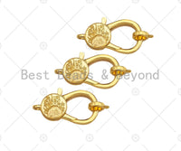 Dainty Gold Lobster Clasp with Jump Ring, Fine Jewelry Clasp, Sunburst Clasp, 17x30mm,Sku#LK192