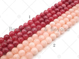 Natrual Rhodochrosite/Peach Jade, 6mm/8mm/10mm Round Smooth Jade, Dyed Jade, 15.5'' Full Strand, Sku#U996