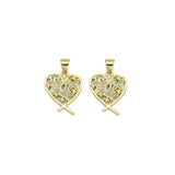 Gold CZ Butterfly On Heart Charm, Sku#LK887