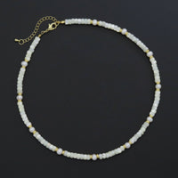 Natural Mother of Pearl Heishi Beads with Gold spacer neckla