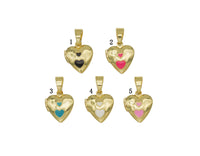 Lockets Enamel Heart Pendant, Sku#FH187