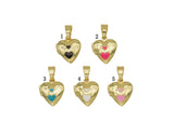 Lockets Enamel Heart Pendant, Sku#FH187