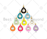 Colorful Enamel Teardrop Shape Pendant, 18K Gold Filled CZ Micro Pave Charm,Necklace Bracelet Charm Pendant,14x19mm,Sku#F1434