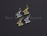 Cute Colorful CZ Micro Pave Butterfly Shaped Pendant/Charm, Cubic Zirconia Pendant Charm,6x8mm,sku#Z536