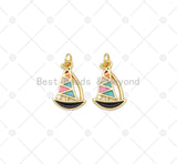 Colorful Enamel Sailing Boat Shape Pendant,18K Gold Filled Enamel Charm, Necklace Bracelet Charm, 15x10mm,Sku#Y525