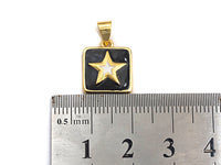 Enamel Colored Star on Square Pendant, CZ Micro Pave Oil Drop Square pendant, Enamel Jewelry,13x15mm,sku#F941