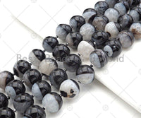 High Quality Natural Black White Druzy Agate Beads, 18mm Round Smooth Agate, Necklace Bracelet Earring Jewelry,15.5'' Full Strand,Sku#YK02