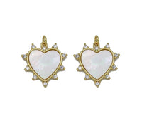 CZ Pave Mother of Pearl Spike Heart Charm, Sku#L713