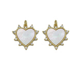 CZ Pave Mother of Pearl Spike Heart Charm, Sku#L713