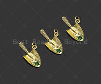 Gold Filled CZ Micro Pave Shovel Shape Pendant, 18K Gold Filled Shovel Charm, Necklace Bracelet Charm Pendant,14x24mm,Sku#LK354