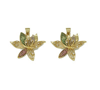 Gold Colorful CZ Lotus Flower Charm, Sku#LK688