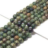 Genuine Green Tree Branch Agate Round Smooth Beads, 6mm/8mm/10mm, Sku#U1585