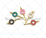 Enamel Colorful Round Ring On Key Shape Pendant,18K Dainty Gold Enamel Charm,Enamel Jewelry,10x24mm,Sku#LK272