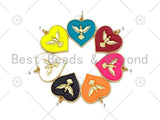 Gold Eagle On Colorful Enamel Heart Shape Pendant,18K gold Filled Heart Shape charm,Enamel Pendant,Enamel Jewelry,23x22mm,sku#L586