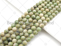 Natural Quality Light Olive Green Jade Round Smooth Beads, 6mm/8mm/10mm Genuine Jade, 15.5'' Full Strand, Sku#U1065