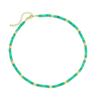 4mm Green Jade Gold Spacer Necklace, sku#EF541