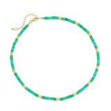 4mm Green Jade Gold Spacer Necklace, sku#EF541