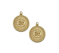 Gold Flower Medallion Gold Coin Charm, Sku#LK755