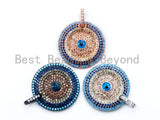 CZ Turquoise Cobalt Micro Pave Round Pendant, sku#L50