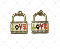 Enamel Love Lock Charm, Sku#L640