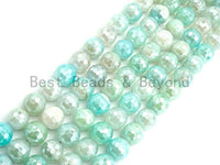 Mystic Plated Faceted Agate Beads,6mm/8mm/10mm/12mm, Ice Blue White Agate Beads,15.5" Full Strand, SKU#U443