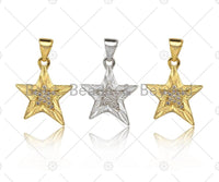 CZ Micro Pave Five Star Shape Pendant/Charm,CZ Dainty Gold Charm, Necklace Bracelet Charm Pendant,14x18mm,Sku#JD01